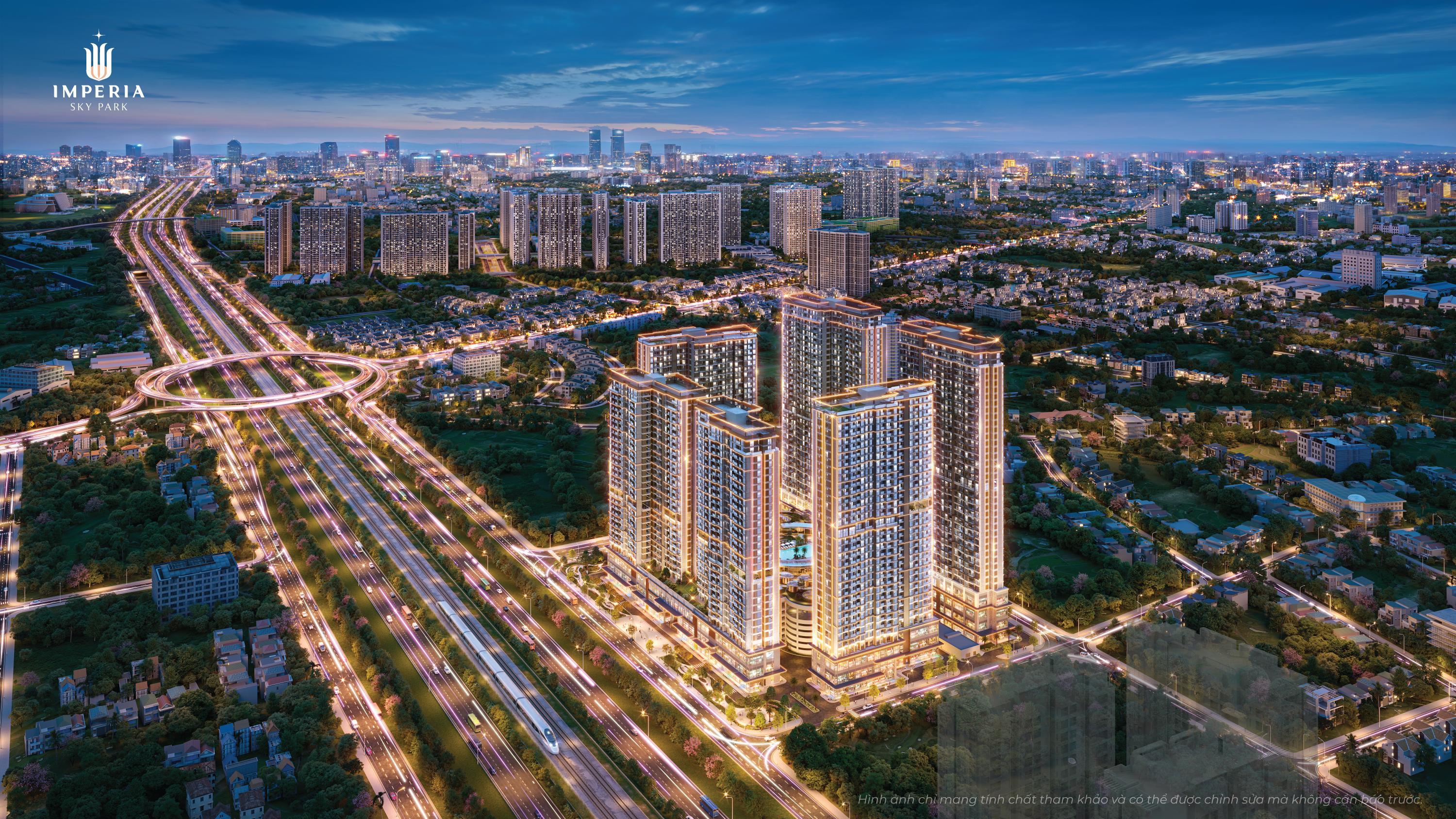 Phối cảnh Imperia Sky Park về đêm tại Nam An Khánh